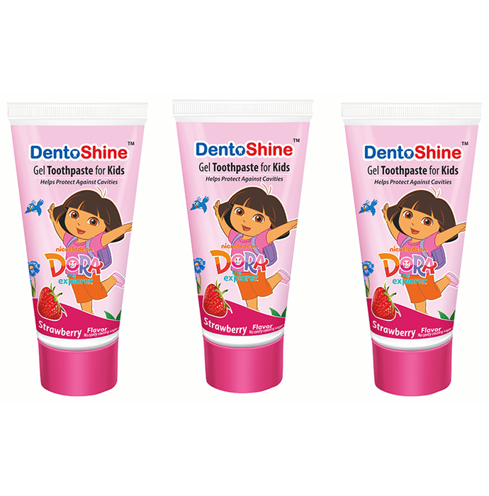 DentoShine Gel Toothpaste for Kids (80gm Each) Strawberry Dora