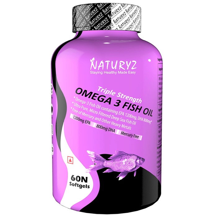 Naturyz Triple Strength Omega 3 Fish Oil Omega 3 6 9 EPA 1200mg DHA 800mg Softgel
