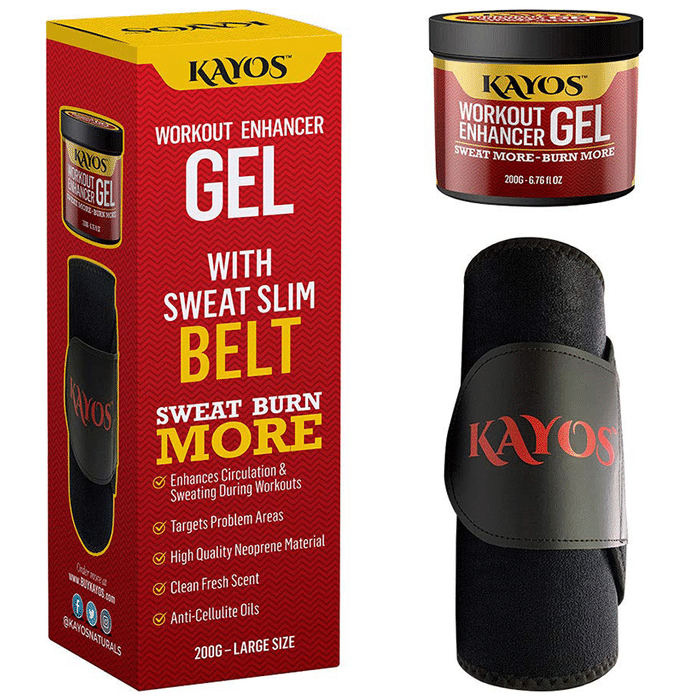 Kayos Workout Enhancer Gel 200gm with Sweat Slim Belt Large