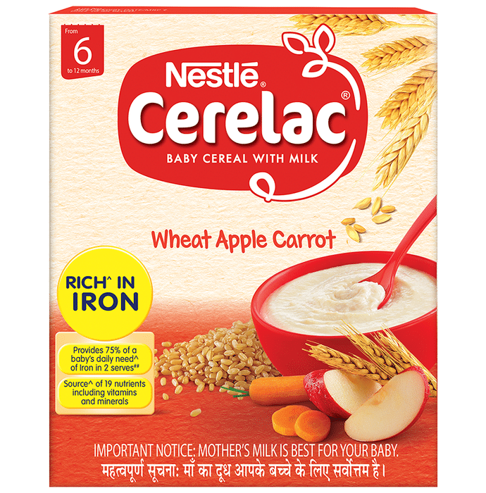 Nestle Cerelac Baby Cereal with Milk from 6 to 12 Months Wheat Apple Carrot