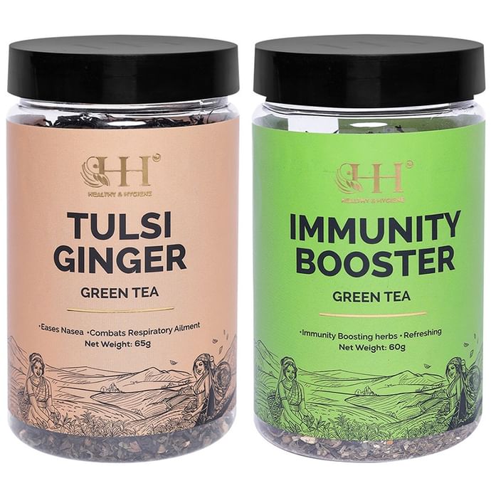 Healthy & Hygiene Combo Pack of Tulsi Ginger Green Tea 65gm & Immunity Booster Green Tea 60gm