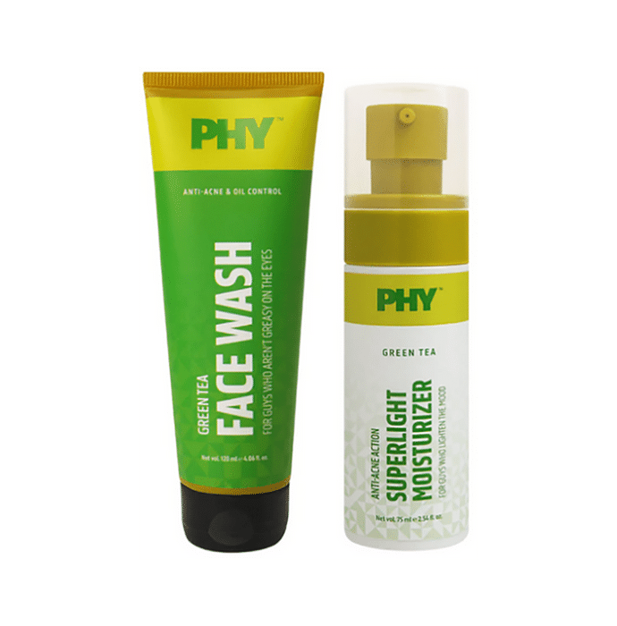 Phy Combo Pack of Green Tea Face Wash 120ml & Superlight Moisturizer 75ml