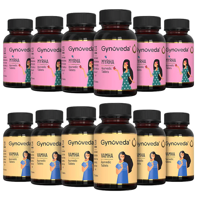 Gynoveda PCOS Myrha Ayurvedic Tablet & Vamha Ayurvedic Tablet (120 Each)