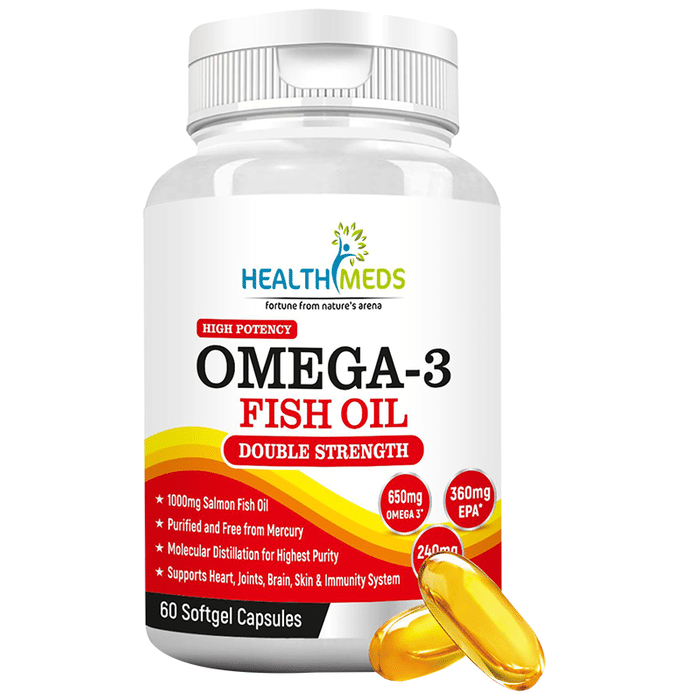 Healthmeds Double Strength Omega 3 Fish Oil 1000mg Softgel Capsule