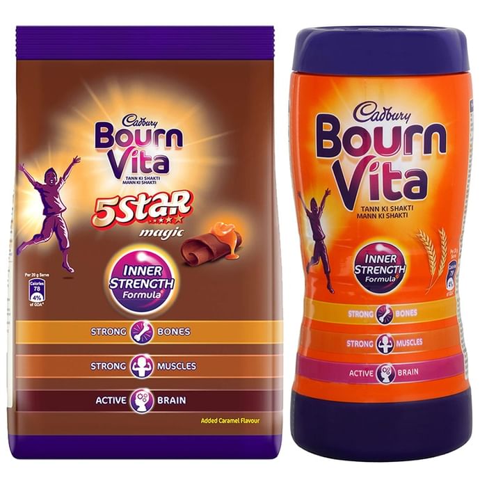 Cadbury Bournvita Combo Pack of 5 Star Magic Pro-Health Drink Chocolate 750gm & Pro-Health Drink Chocolate 200gm