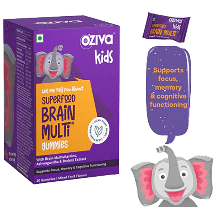 Oziva Kids Superfood Brain Multi Gummies Mixed Fruit