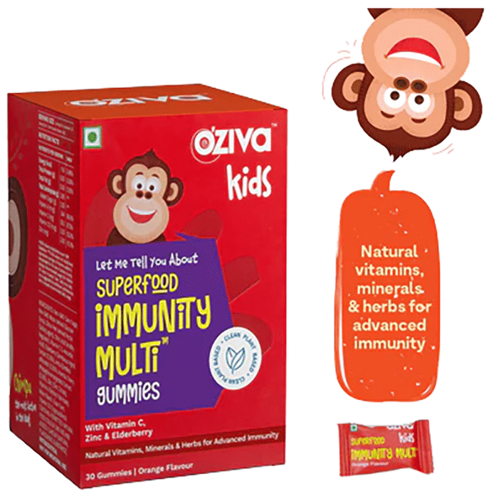 Oziva Kids Superfood Immunity Multi Gummies Orange