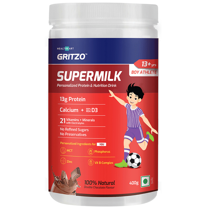 Gritzo SuperMilk Personalized Protein & Nutrition Drink 13+ Yrs Boy Athlete Double Chocolate