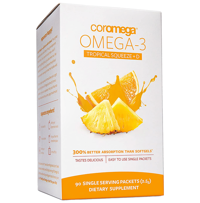 Coromega Omega 3 Tropical Squeeze +D (2.5gm Each)