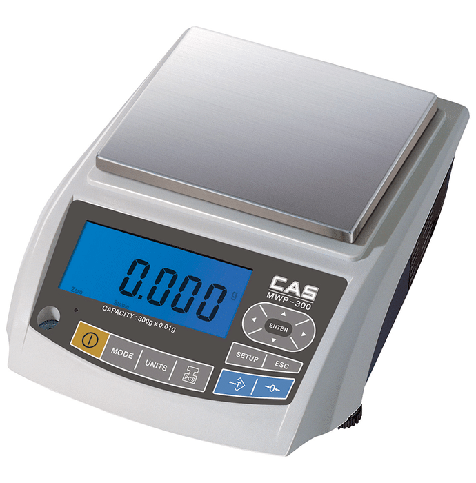CAS MWP300 High Precision Digital Weighing Scale with Auto Blue Backlight (300g x 10mg)