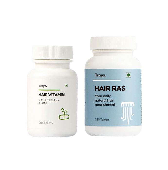 Traya Ultimate Hair Supplements Combo Pack of Hair Vitamin 30 Capsule & Hair Ras 120 Tablet