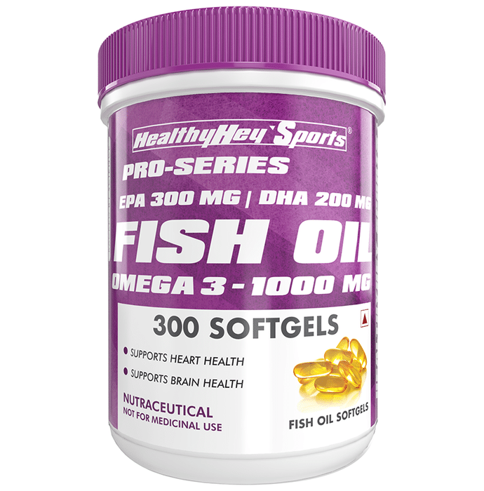 HealthyHey Sports Pro-Series Fish Oil Omega 3, 1000mg Softgels
